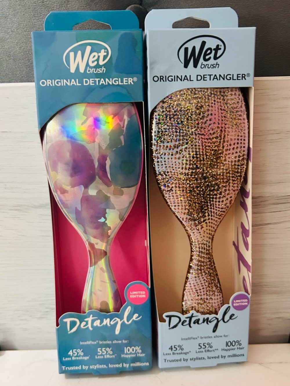 Wet Brush Limited Edition Original Detangler Bundle 2 Pack Holographic & Glitter